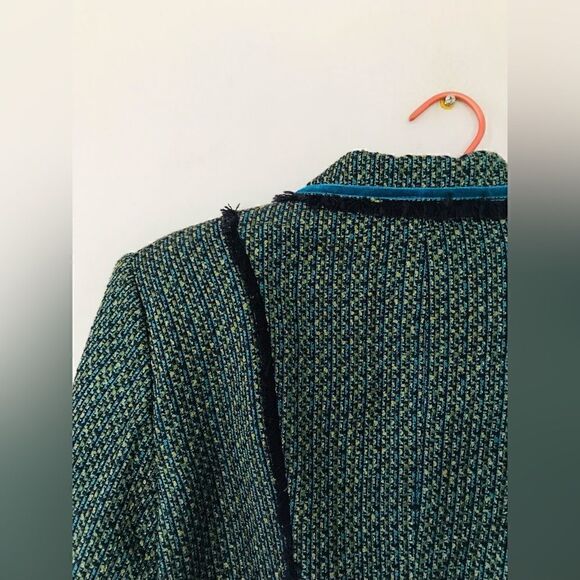 Versailles | blue mix textured jacket blazer with fringe | size 14 - Picture 7 of 7